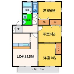 コスモタウン　Ｄ棟の物件間取画像